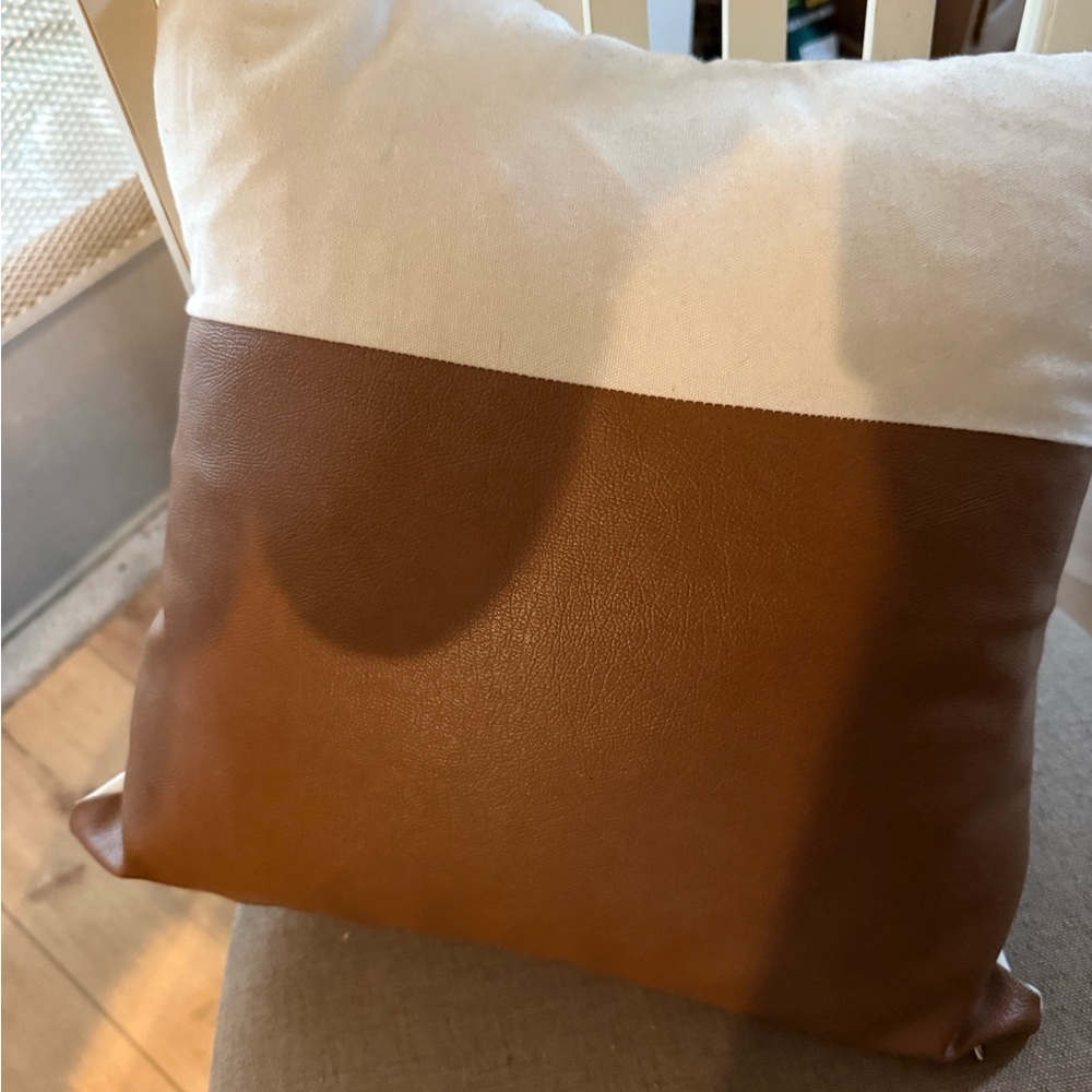 Brown and White Throw Pillow